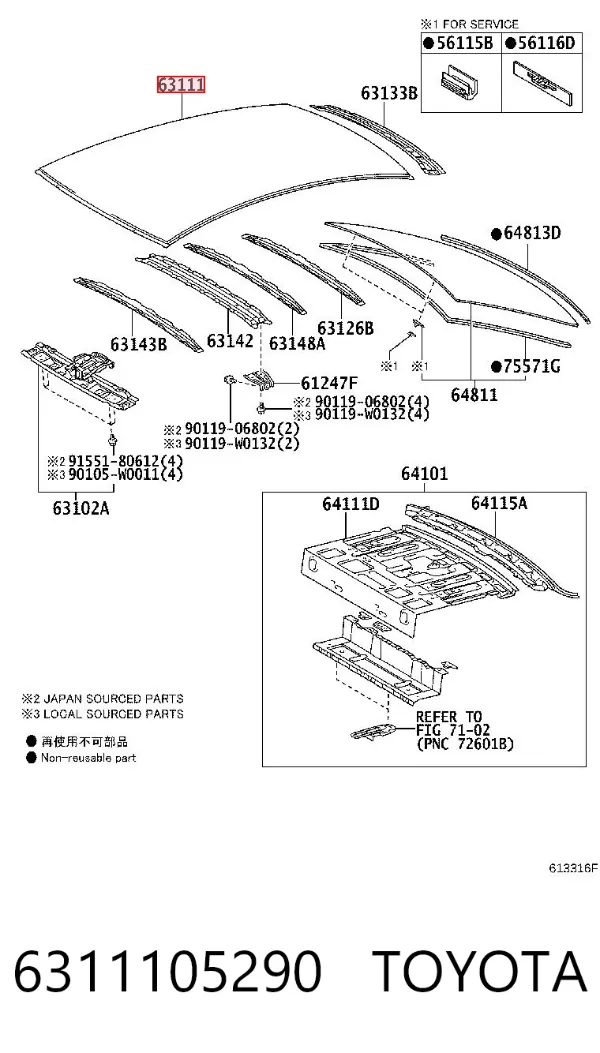Techo 6311105290 Toyota