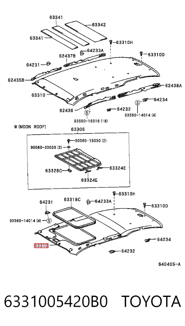 Techo interior 6331005420B0 Toyota