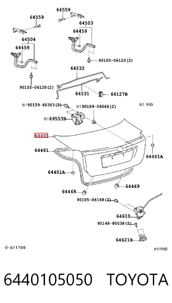 Puerta trasera 6440105050 Toyota