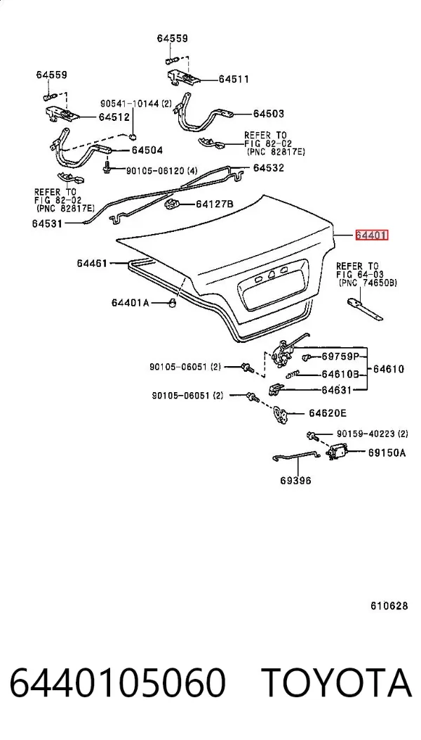 Tapa maletero 6440105060 Toyota