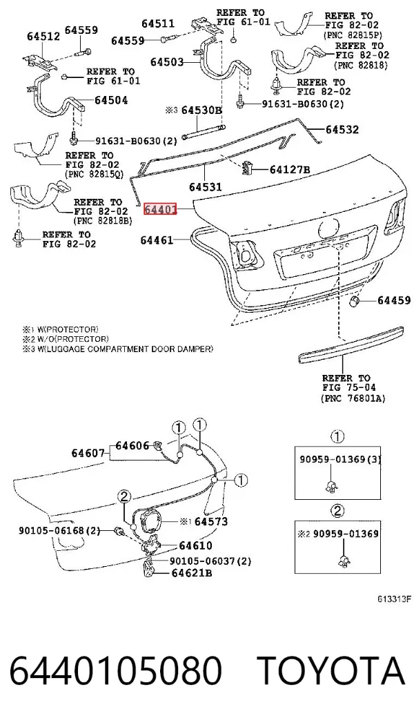 Tapa maletero 6440105080 Toyota