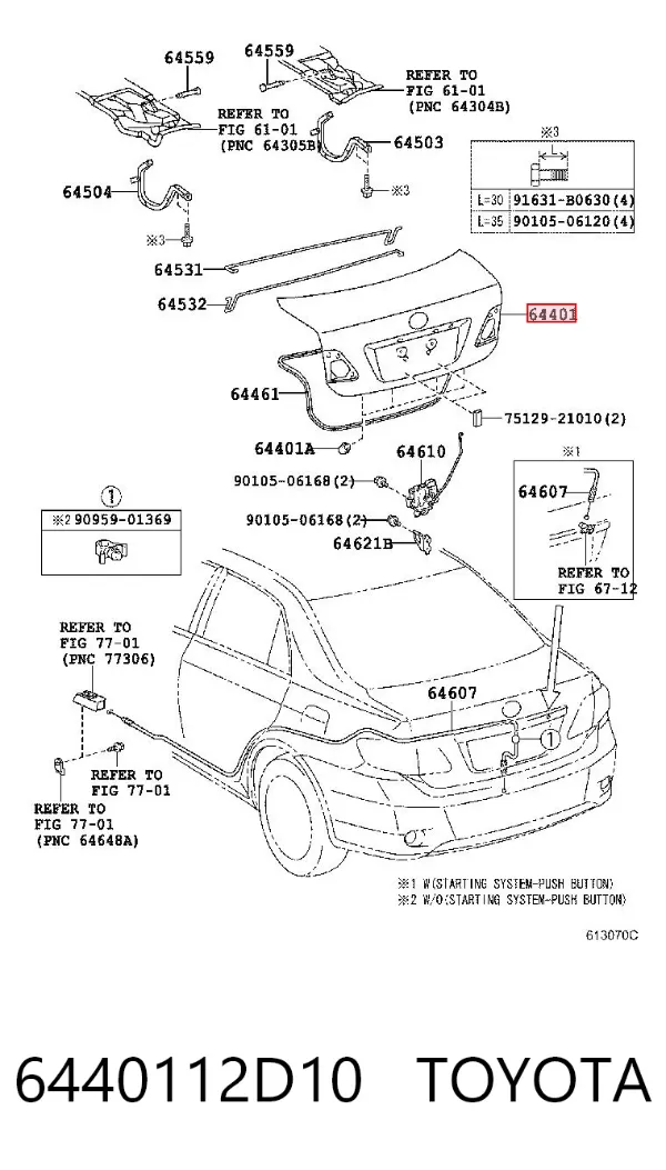 Tapa maletero 6440112D10 Toyota