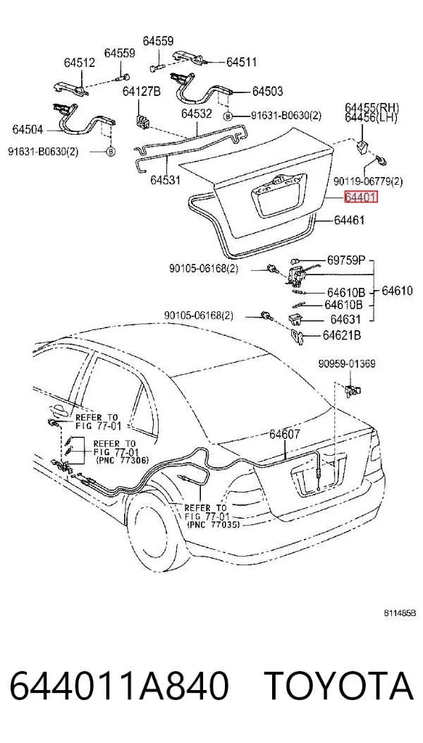 Tapa maletero 644011A840 Toyota