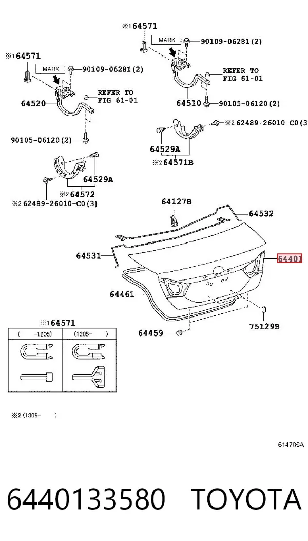 Tapa maletero 6440133580 Toyota