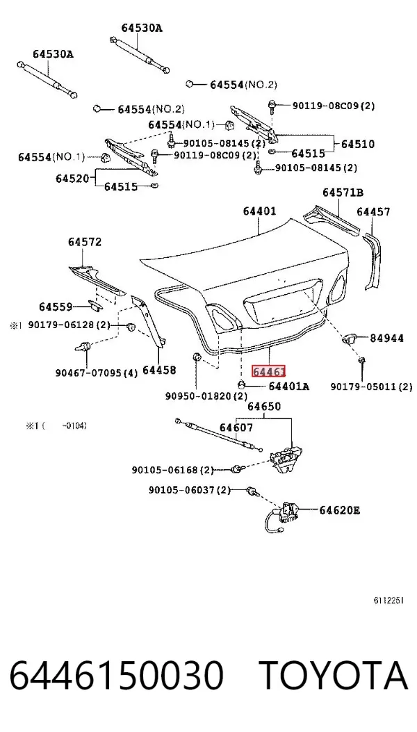 Sellador de tapa de maletero 6446150030 Toyota