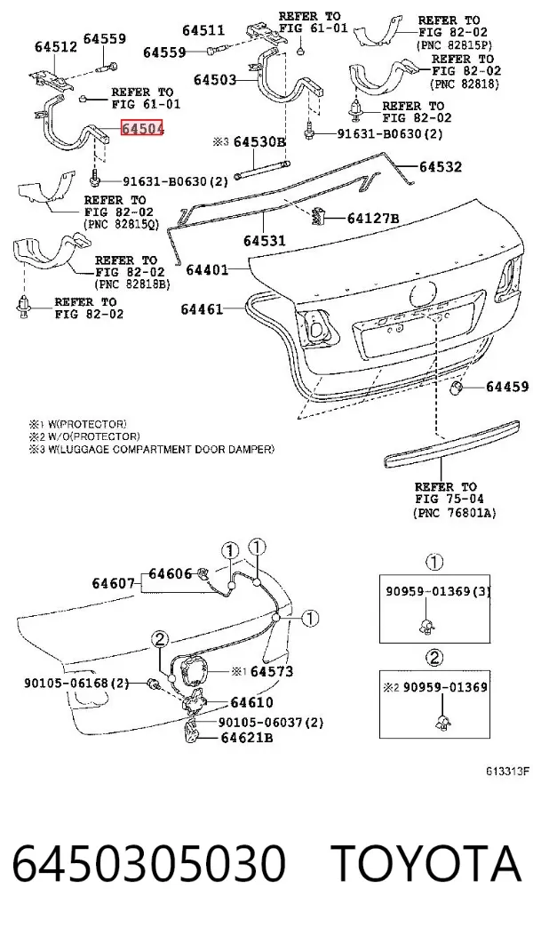 Bisagra de la tapa del maletero 6450305030 Toyota