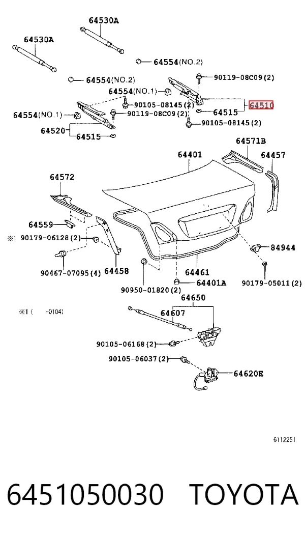 Bisagra de la tapa del maletero 6451050030 Toyota