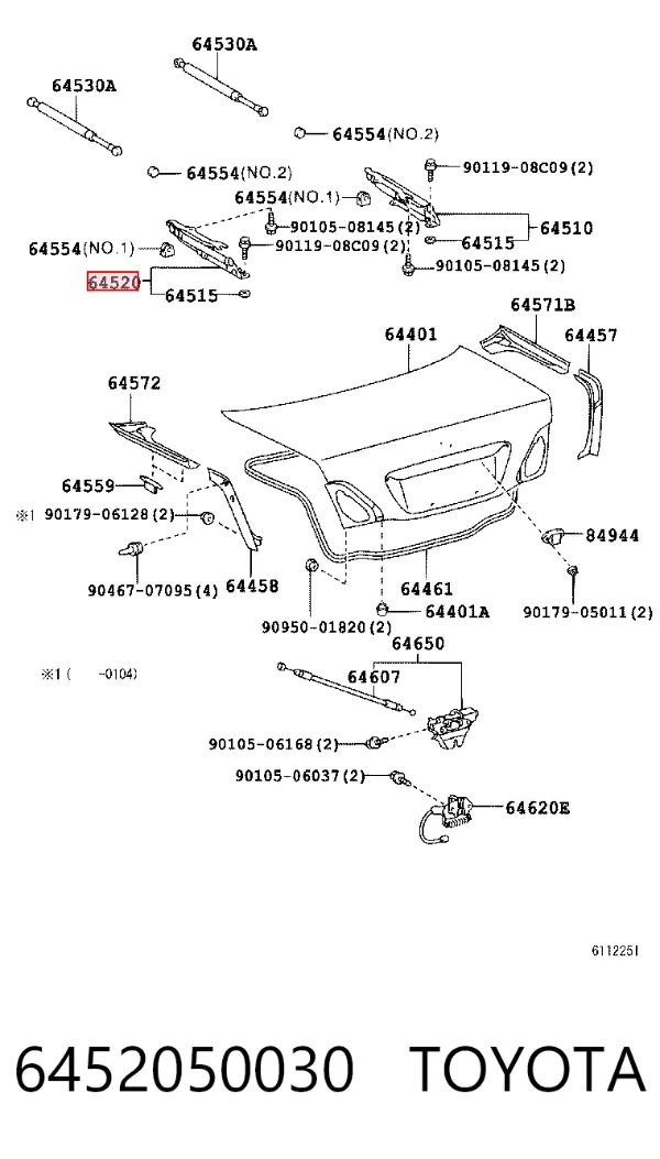 Bisagra de la tapa del maletero 6452050030 Toyota