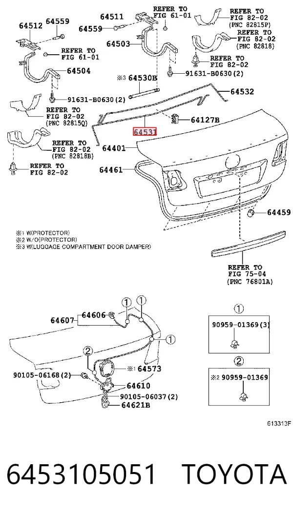 Amortiguador maletero 6453105051 Toyota