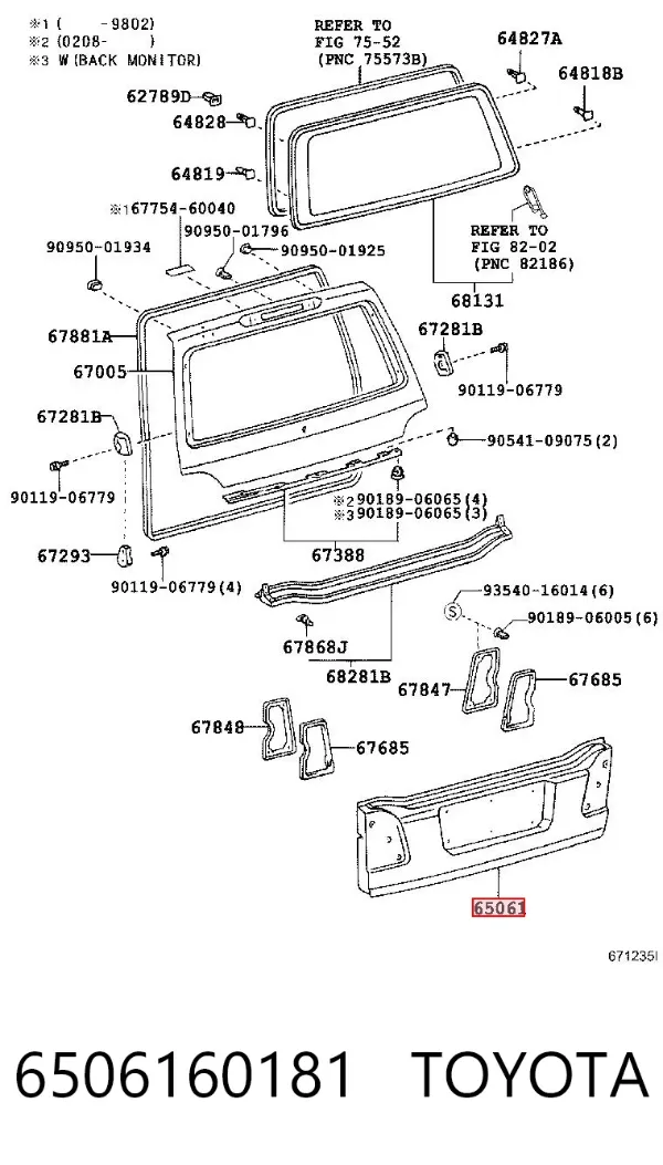 Puerta trasera 6506160181 Toyota