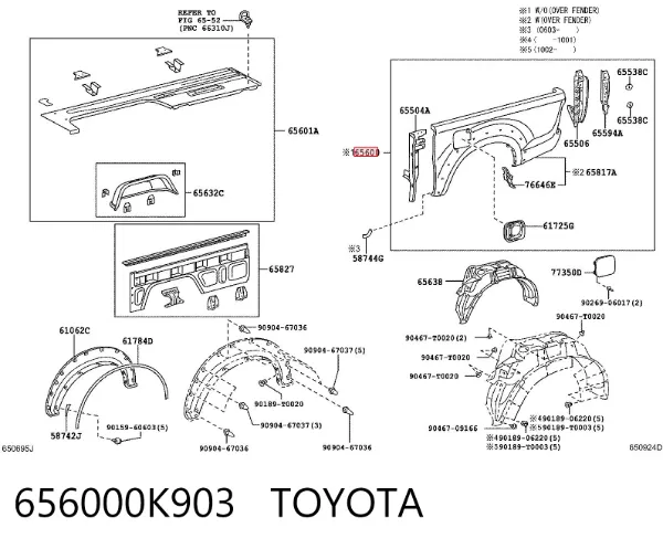 Aleta trasera izquierda 656000K903 Toyota