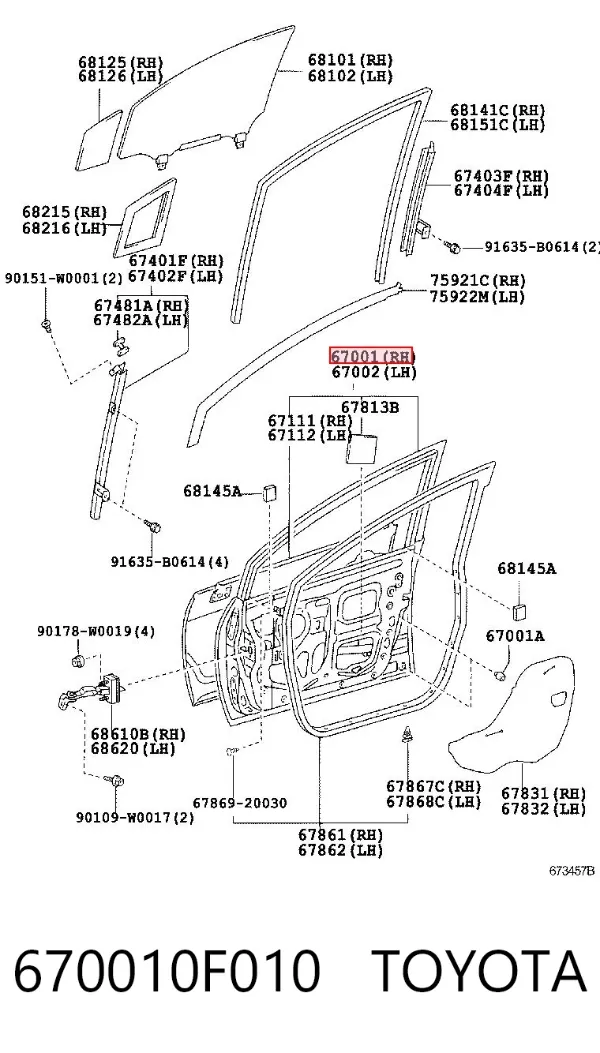 Puerta delantera derecha 670010F010 Toyota