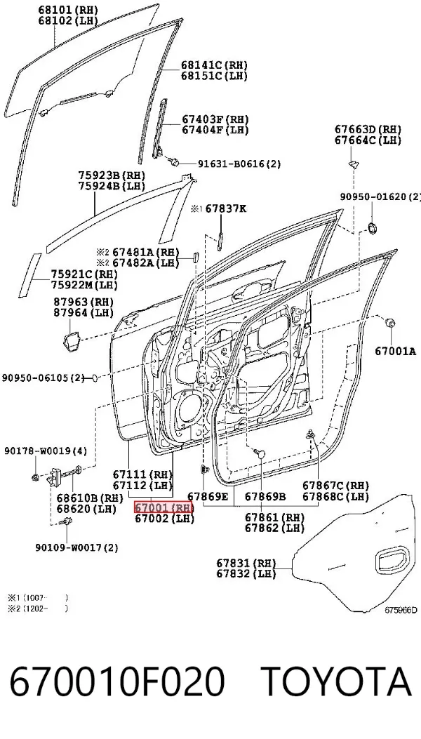Puerta delantera derecha 670010F020 Toyota