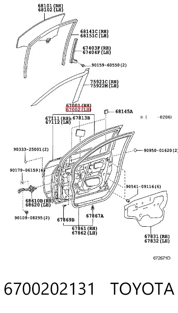 Puerta delantera izquierda 6700202131 Toyota