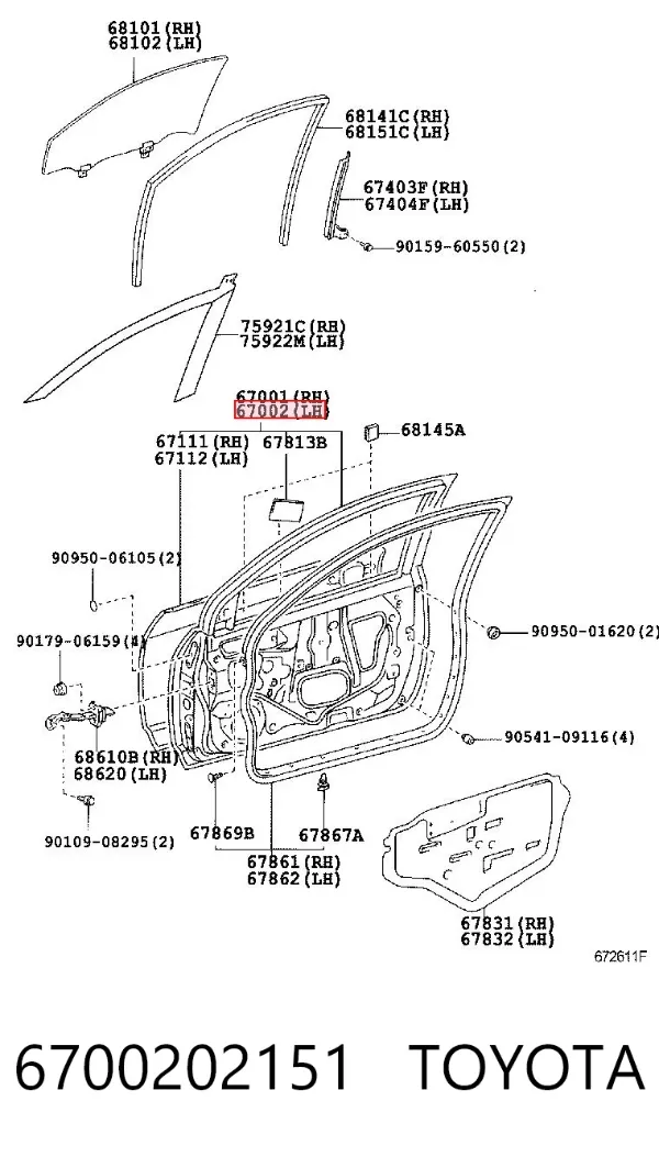 Puerta delantera izquierda 6700202151 Toyota