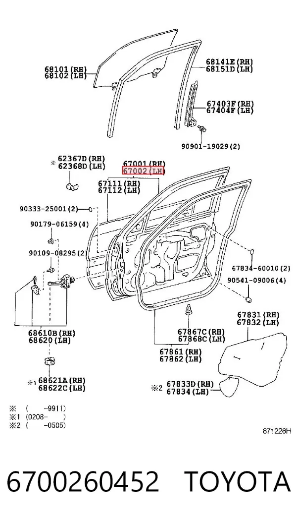 Puerta delantera izquierda 6700260452 Toyota