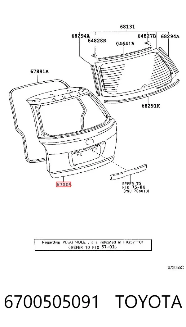 Puerta trasera 6700505091 Toyota