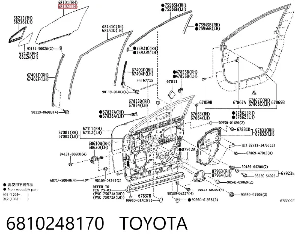 Luna delantera derecha 6810248170 Toyota
