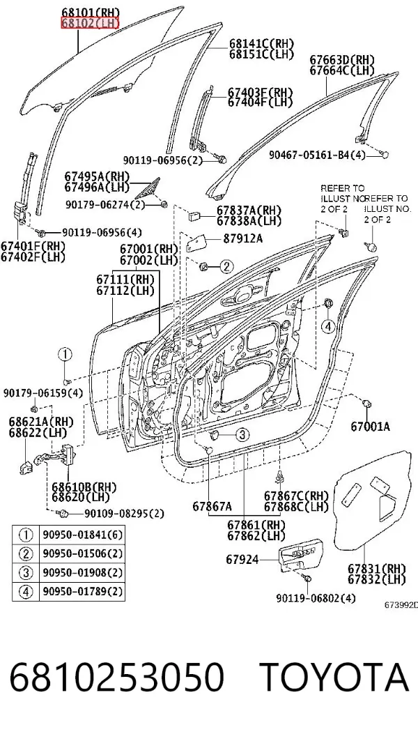 Luna delantera derecha 6810253050 Toyota