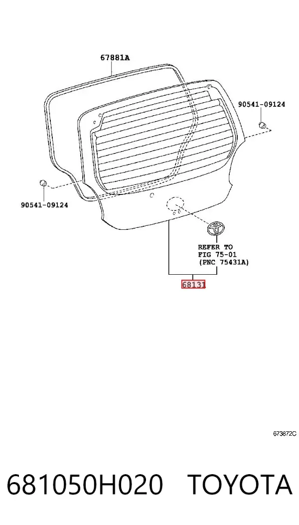 Cristal de el maletero, 3/5 puertas traseras (trastes) 681050H020 Toyota