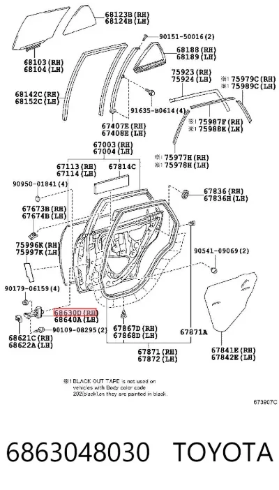 Limitador de apertura de puerta trasera derecha TOYOTA 6863048030