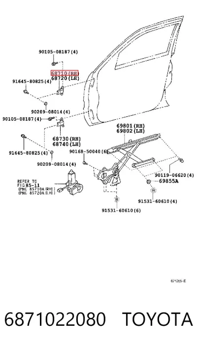 Bisagra de puerta delantera TOYOTA 6871022080