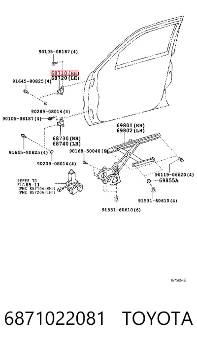 Bisagra de puerta delantera TOYOTA 6871022081