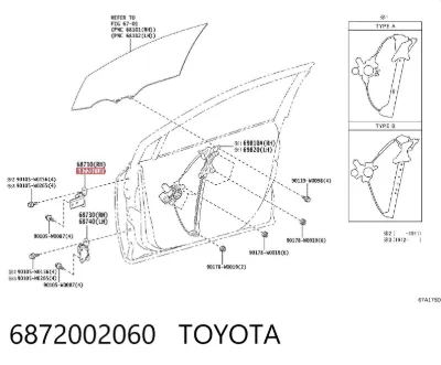 Bisagra de puerta delantera izquierda TOYOTA 6872002060