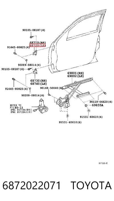 Bisagra de puerta delantera TOYOTA 6872022071