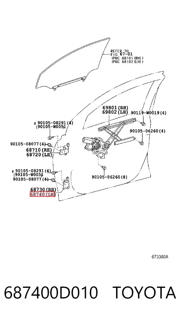 Bisagra de puerta delantera izquierda 687400D010 Toyota