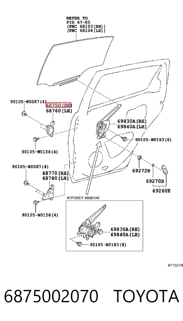 Bisagra de la puerta trasera derecha 6875002070 Toyota