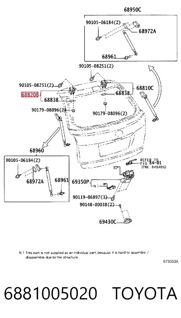 Bisagra de puerta trasera 6881005020 Toyota
