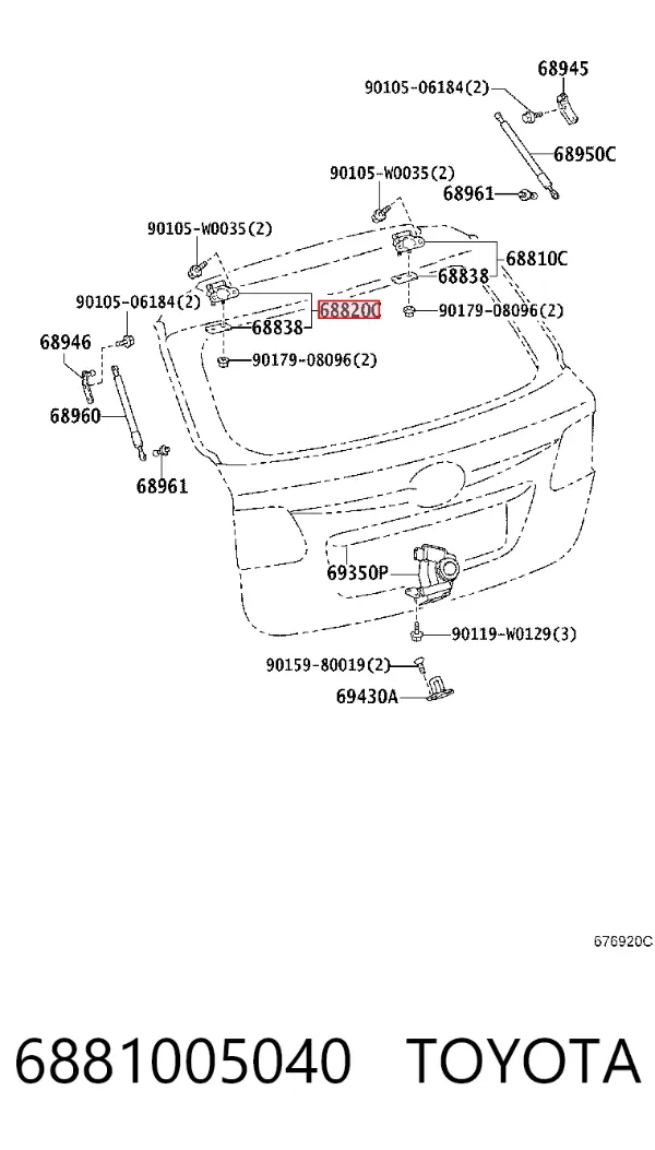 Bisagra de puerta trasera 6881005040 Toyota