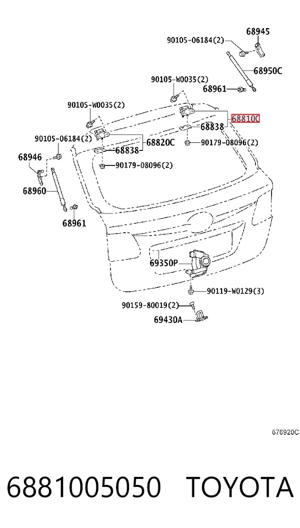 Bisagra de puerta trasera 6881005050 Toyota