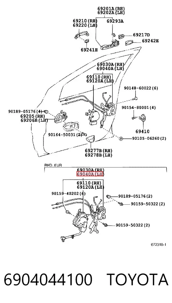 Cerradura 6904044100 Toyota