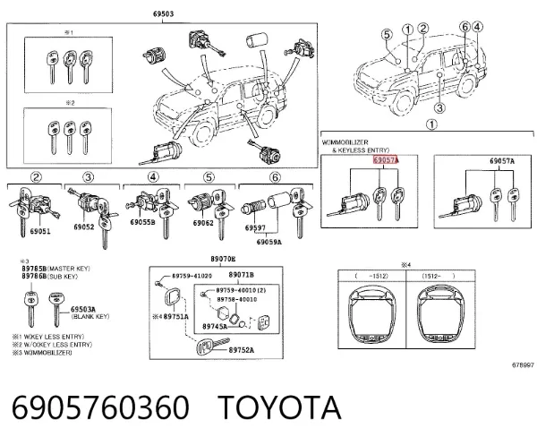 Bombín de arranque 6905760360 Toyota