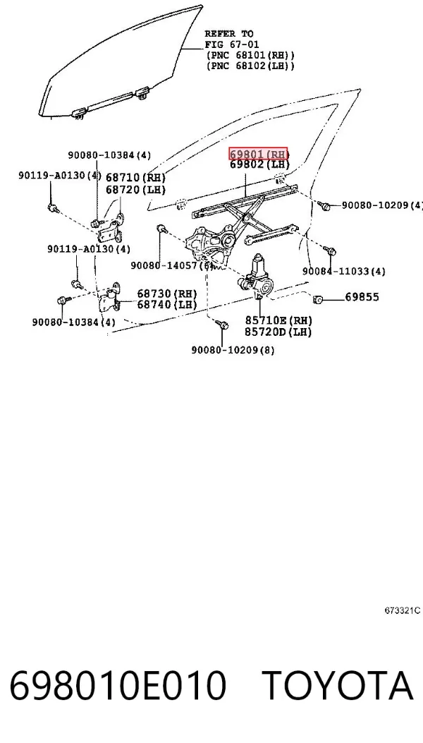 Mecanismo de elevalunas delantero derecha Lexus RX 300/330/350/400H