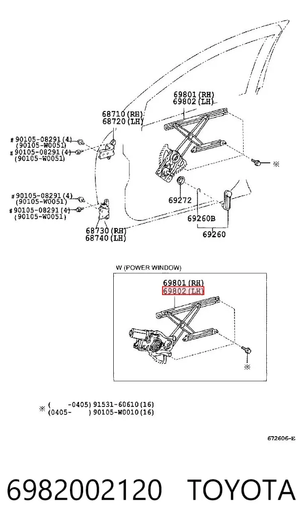 Mecanismo de elevalunas delantero izquierdo 6982002120 Toyota