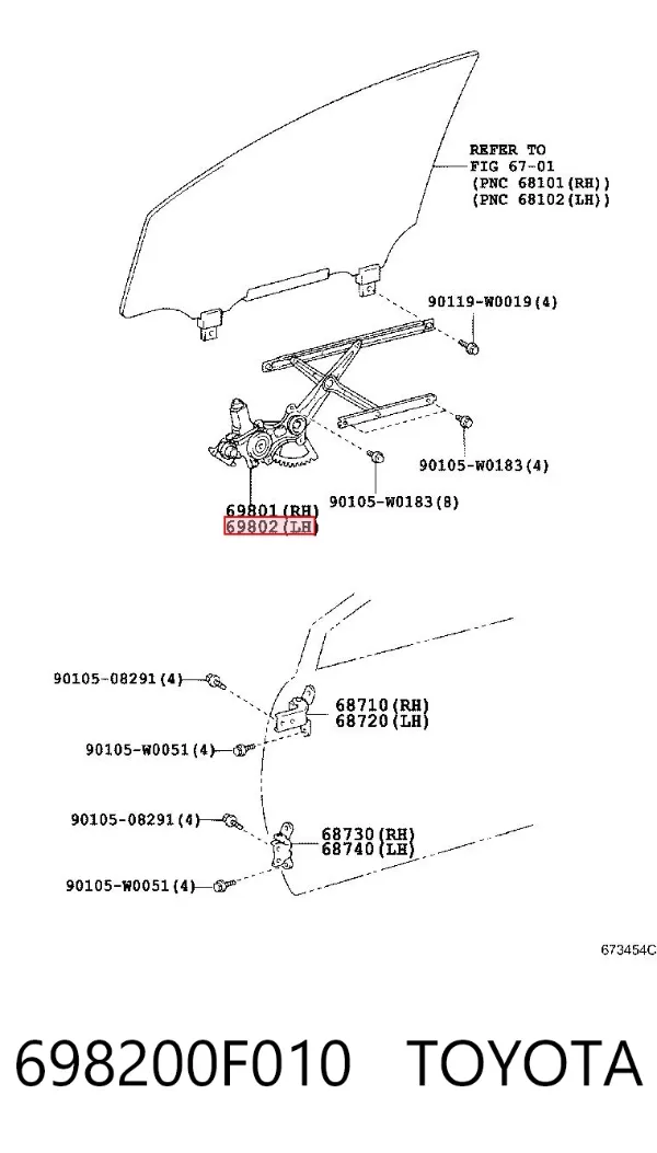 Mecanismo de elevalunas delantero izquierdo 698200F010 Toyota