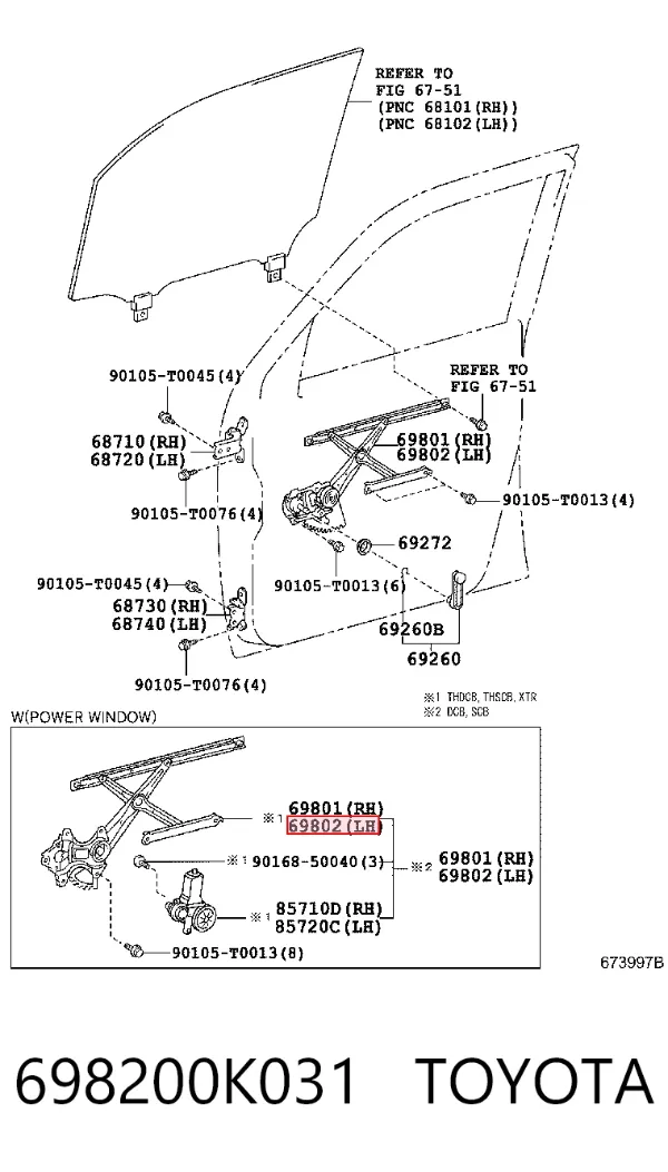 Mecanismo de elevalunas delantero izquierdo 698200K031 Toyota