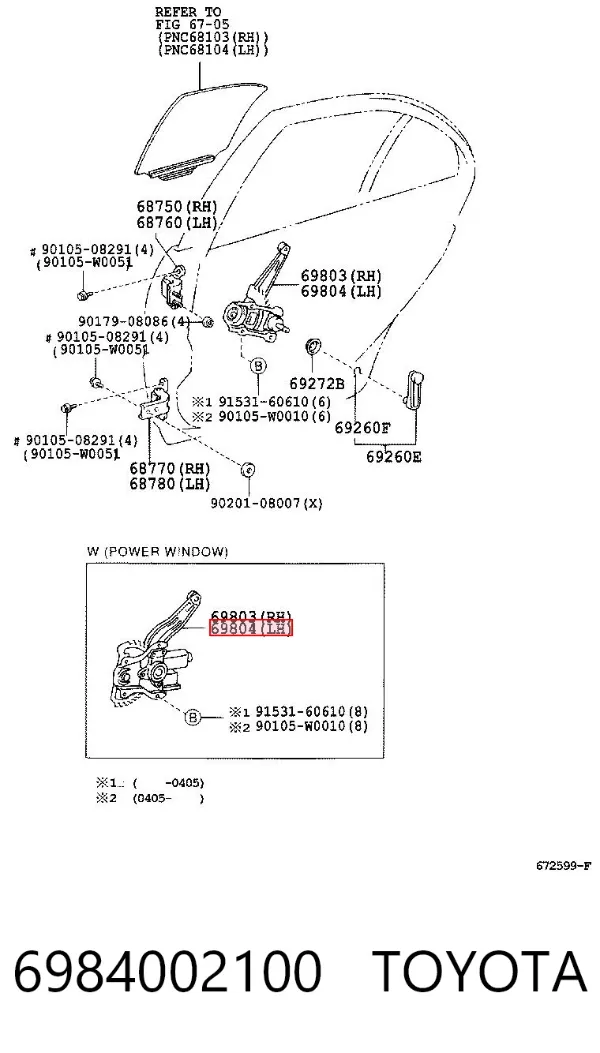 Mecanismo de elevalunas delantero izquierdo 6984002100 Toyota