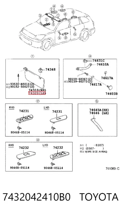 Visera parasol TOYOTA 7432042410B0