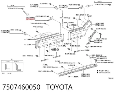 Moldura de puerta delantera izquierda TOYOTA 7507460050
