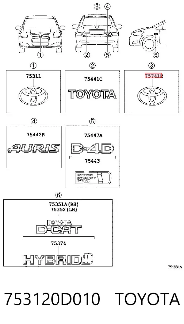 Emblema 753120D010 Toyota