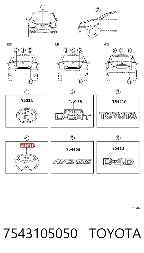 Emblema Toyota Avensis II