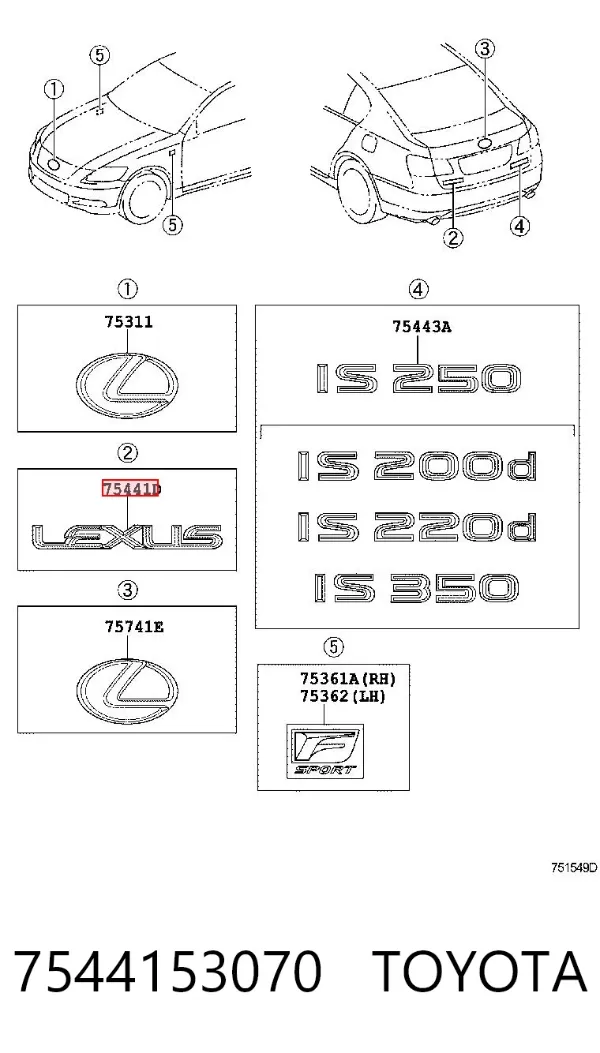 Emblema 7544153070 Toyota