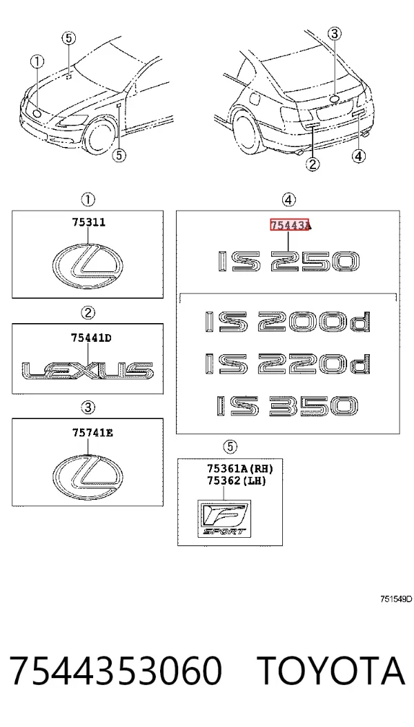 Emblema 7544353060 Toyota