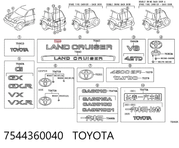 Emblema 7544360040 Toyota