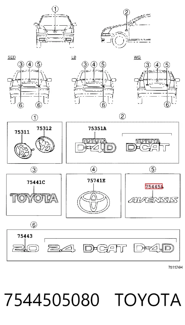 Emblema 7544505080 Toyota