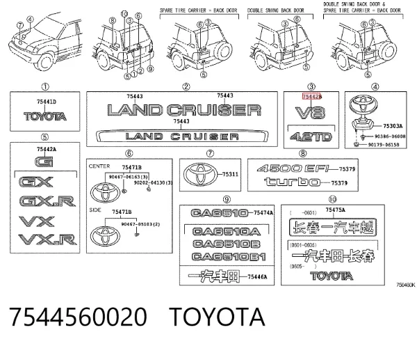  7544560020 Toyota